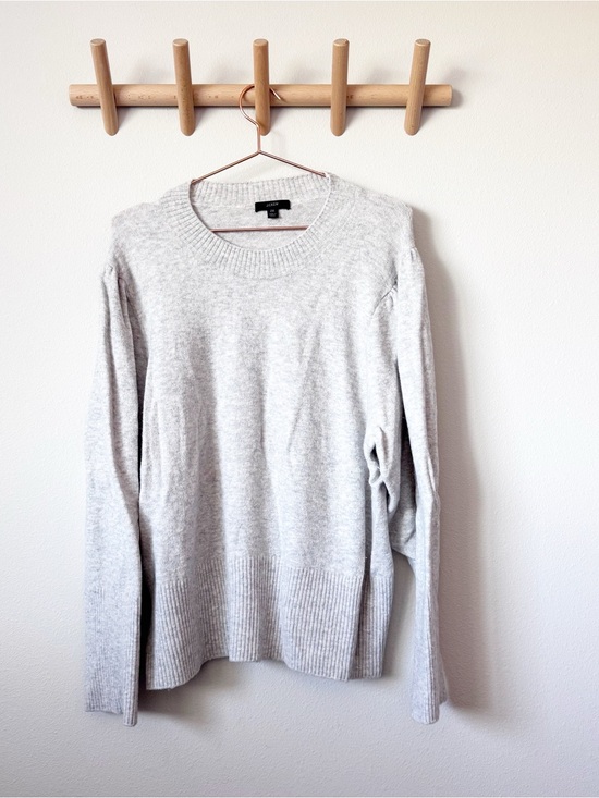 J. Crew Sweaters - J. Crew  Puff-sleeve crewneck sweater- Light Gray Heather
